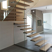 DIY House Installation Prefabricated Floating Staircase Design With Strong Invisible Stringer Safety Solid Wood Treads