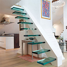 Professional Design China Supplier Safety Glass Floating Stainless Solid wood Stairs Treads