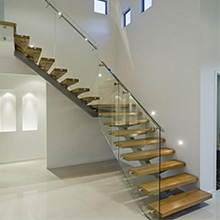 High Standard Oak Timber Stairs Treads Prefabricated Straight Staircase With Strong Single Beam