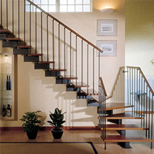 Special Design Centre Beam L/U Shape Straight Staircase With Wood Stairs Treads And Rod/Cable Railing