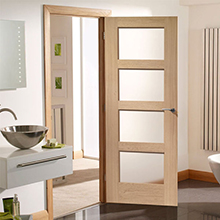 Single swing tempered glass inserts wood door