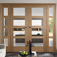 Modern design interior composite swing wood door with glass 