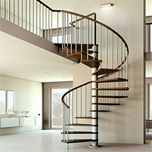 Modern Villa Design Oak Wood Stairs Treads Spiral Staircase With Solid Rod Grill Railing