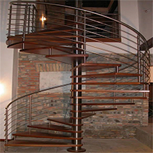 Antique Design Interior Single Post Spiral Staircase With Open Riser Wood Stairs Treads Solid Metal Ros Bar Railing