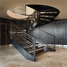 China Supplier Portable Curved Staircase With Wood Treads Stainless Steel Railing Suit for Round Stairwell