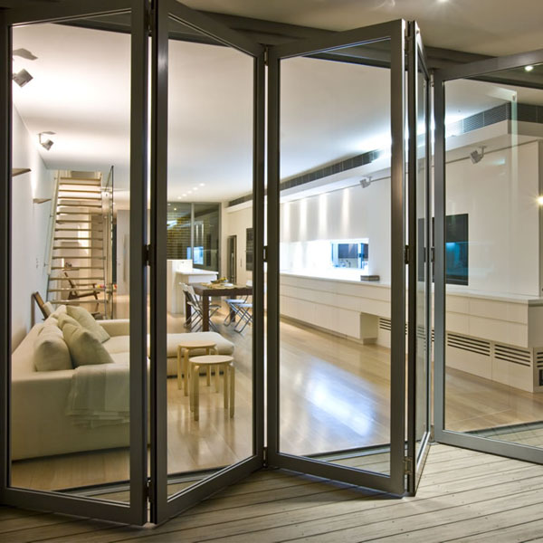 Aluminum bi folding door design for residential