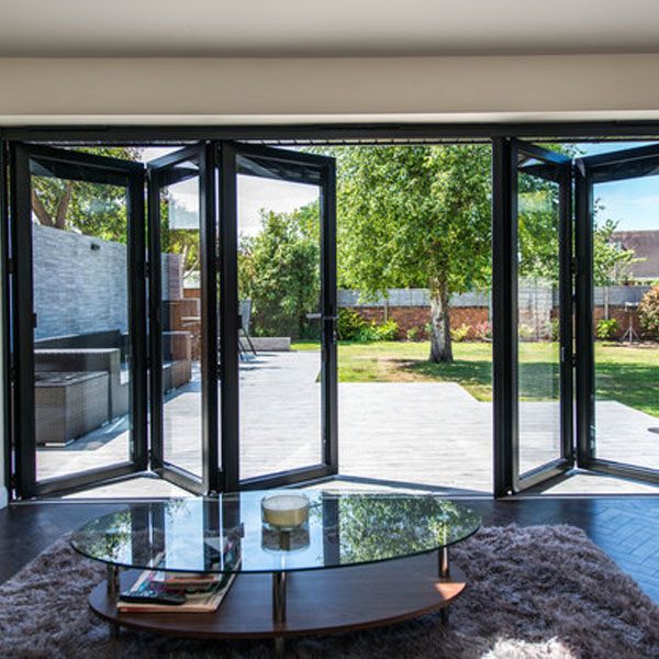 Exterior aluminum profile tempered glass bifold door